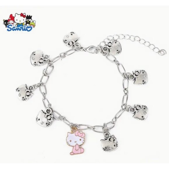 Hello Kitty Jewelry - Sanrio Hello Kitty Silver Charm Bracelet – Cute Alloy Chain with Adorable Charms
